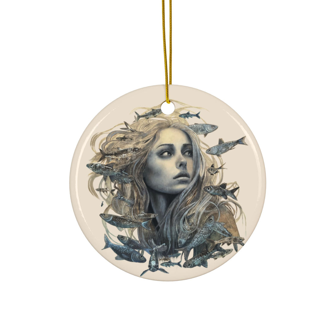 Ceramic dual sided Siren Ornament