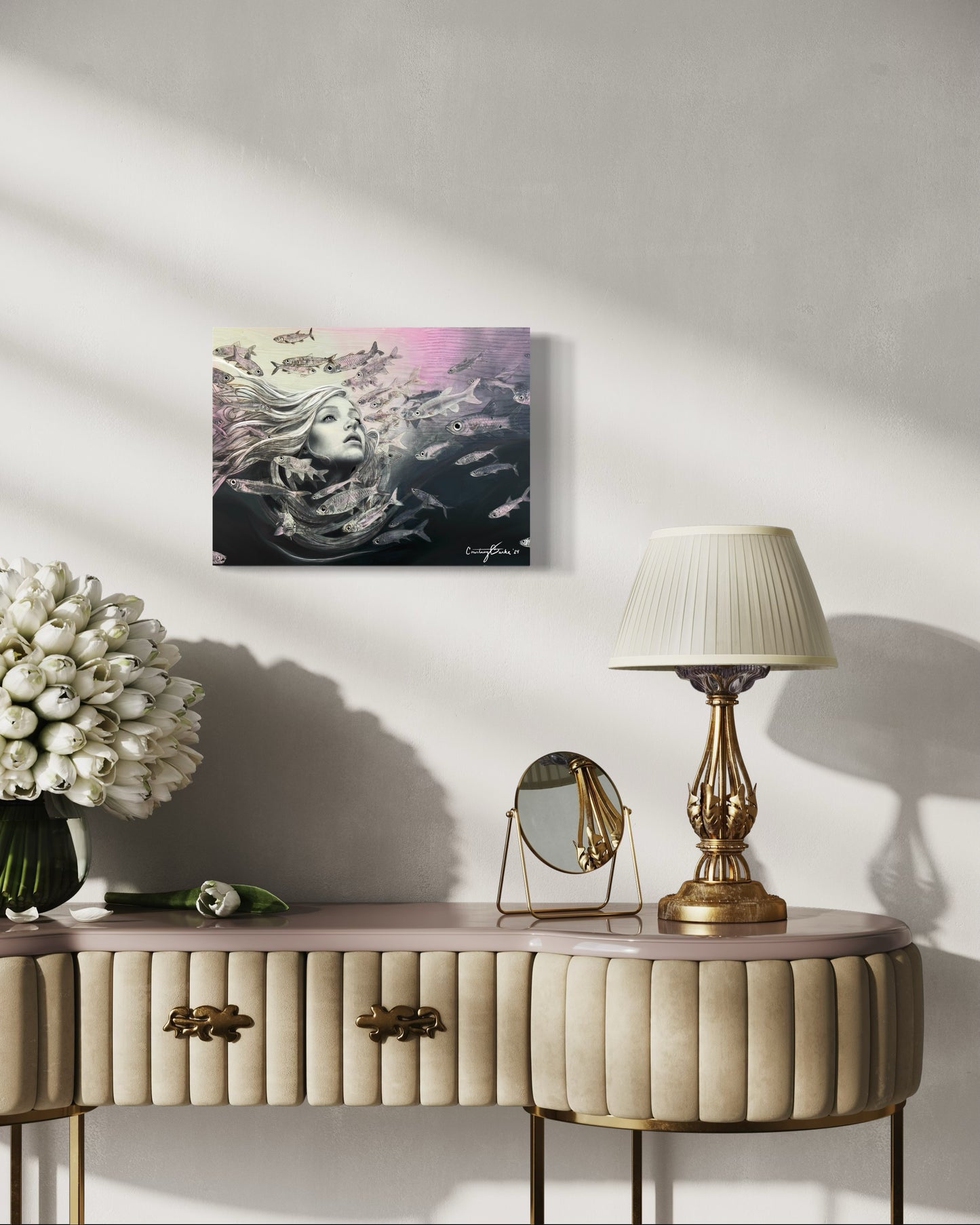 Shipwreck Siren Stretched Canvas Print