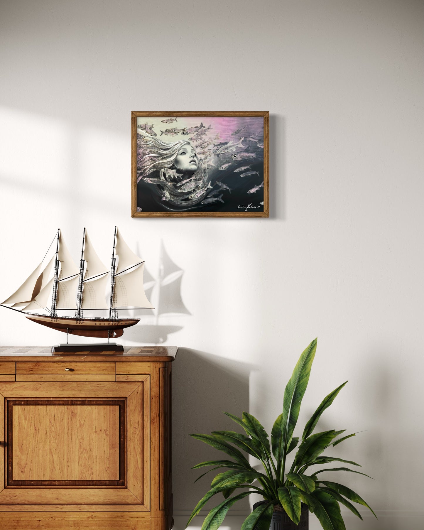 Shipwreck Siren Archival Linen Print