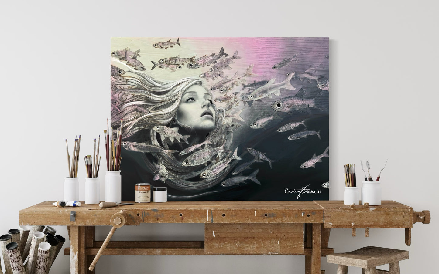 Shipwreck Siren Archival Linen Print